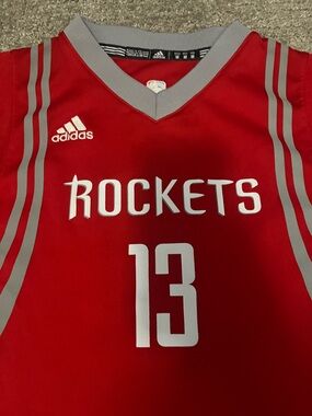 adidas Red Houston Rockets #13 Basketball Jersey with Gray Trim